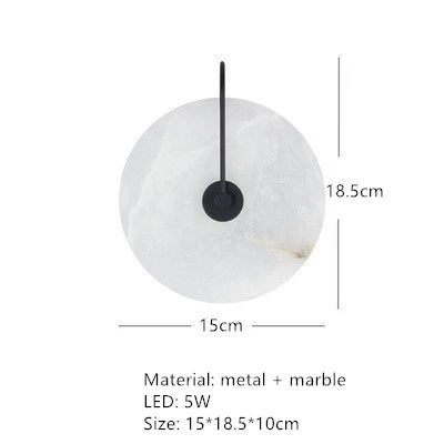 Marble wall light dimensions, 15cm wide by 18.5cm high, black