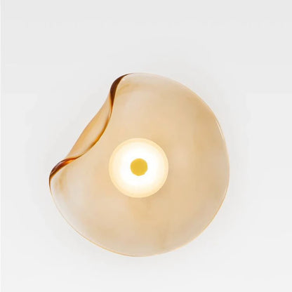 Glass Wall Light | Nordic Round Wall Lamp for Bedroom, Bedside, Hallway & Bathroom Mirror | Cognac or Grey Glass Sconce, Ø25cm