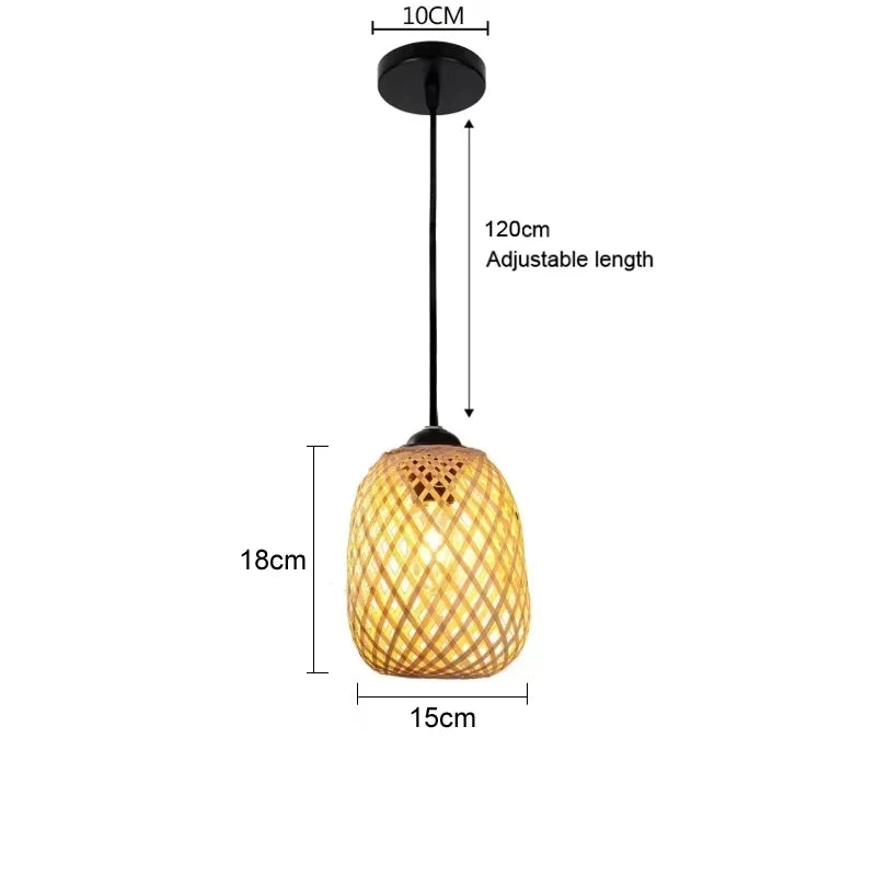 Bamboo lantern pendant light dimensions, 15cm wide by 18cm high