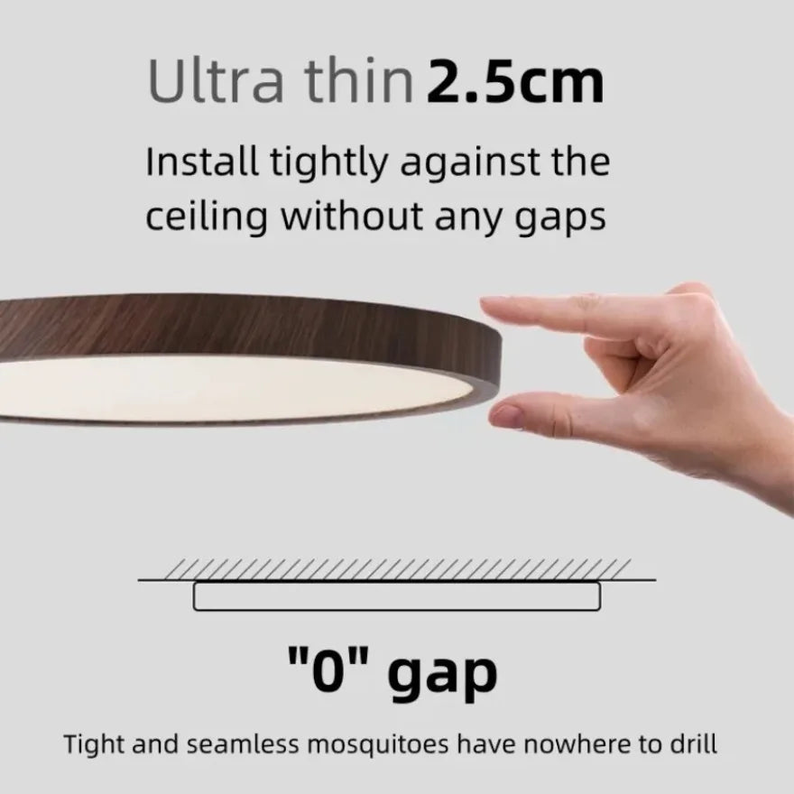 Wood grain ceiling light natural oak finish round