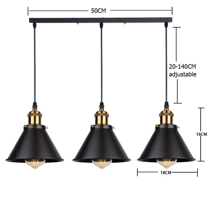 Loft | Industrial Retro Pendant Light – Single & 3-Light Cluster, E27