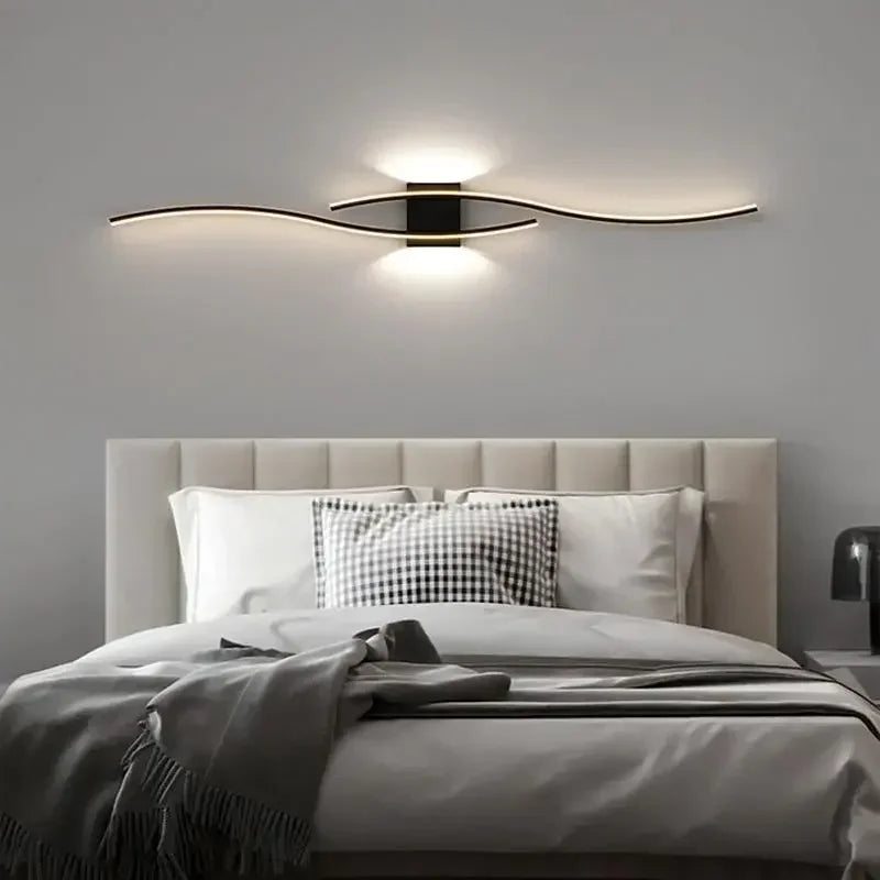 LED wall light installed bedroom bedside illuminated