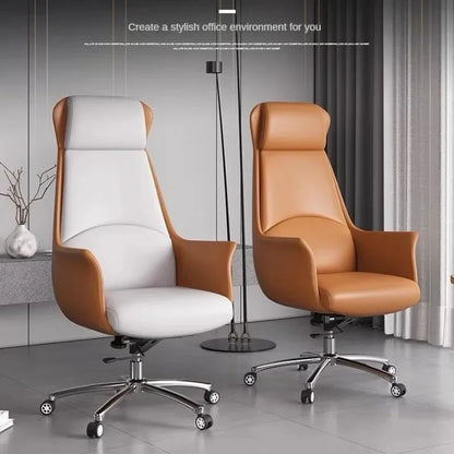 Executive PU leather office chair front view black