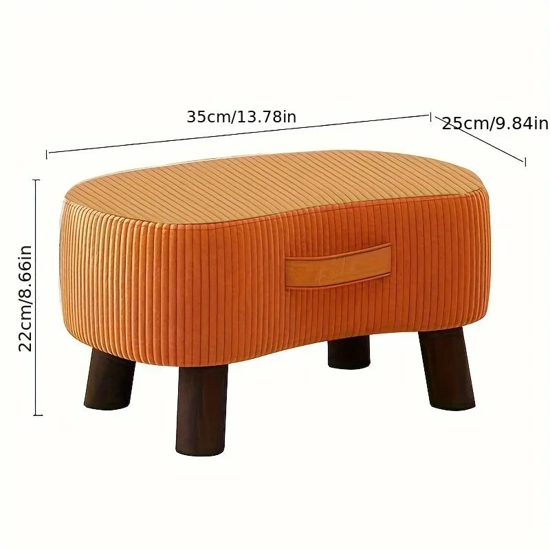 Ottoman bench cushion stitching and fabric close-up