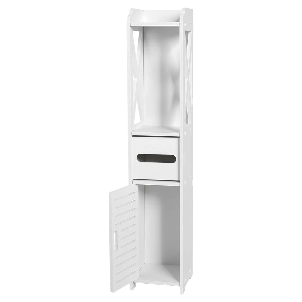 Bathroom toilet paper tissue rack organiser shelves open
