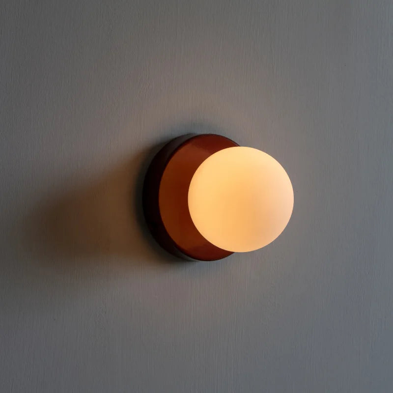 Glass Wall Light | Mini Macaron Globe Sconce for Bedside, Children's Room, Hallway & Porch | Cream, Black, Sage, Oxblood or Terracotta, 10 or 12cm