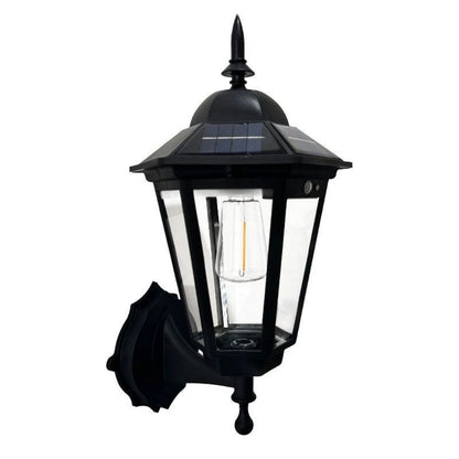 Vintage Solar Wall Lantern | Retro Outdoor Garden Light in Brass or Black