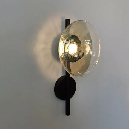 Glass Wall Light | Modern Dimpled Glass Sconce for Living Room, Bedside, Hallway & Stairs | Amber, Grey or Clear, Flush or Rod Style, Gold or Black