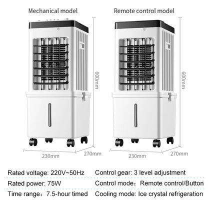Evaporative Air Cooler 15L | Portable Swamp Cooler Fan with Remote & Ice Crystal Cooling for Home