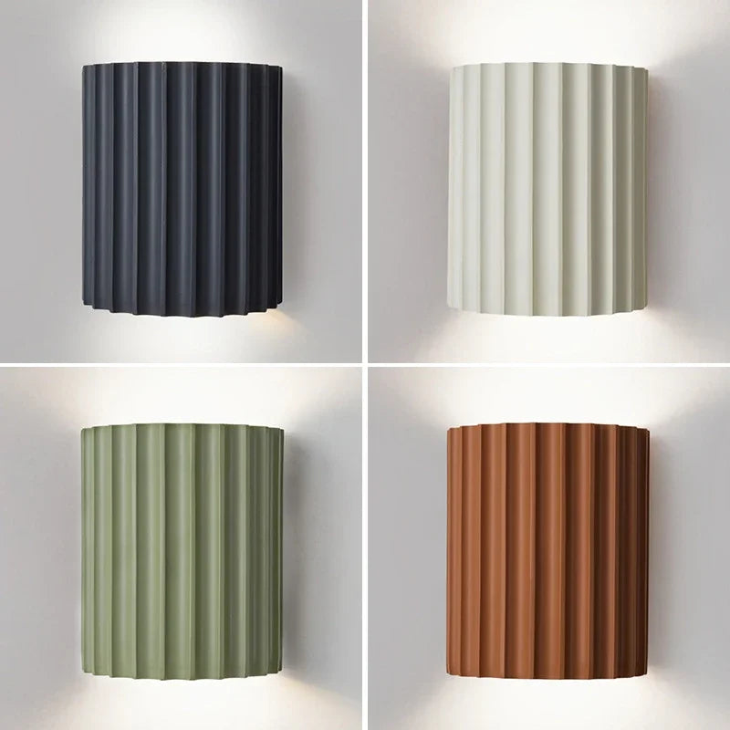 Nordic curved resin wall lights in grey, white, sage and terracotta