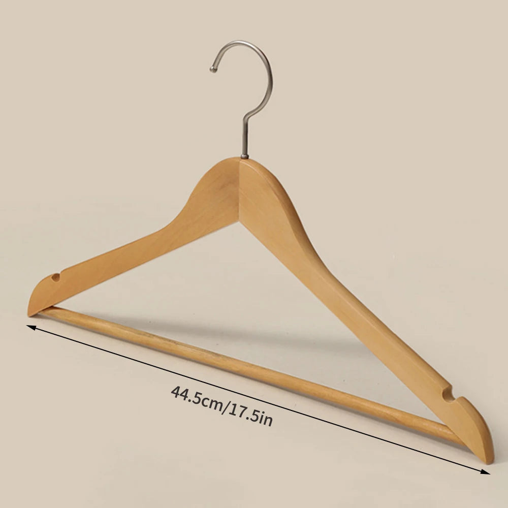 Solid wood hanger trouser bar and swivel hook detail
