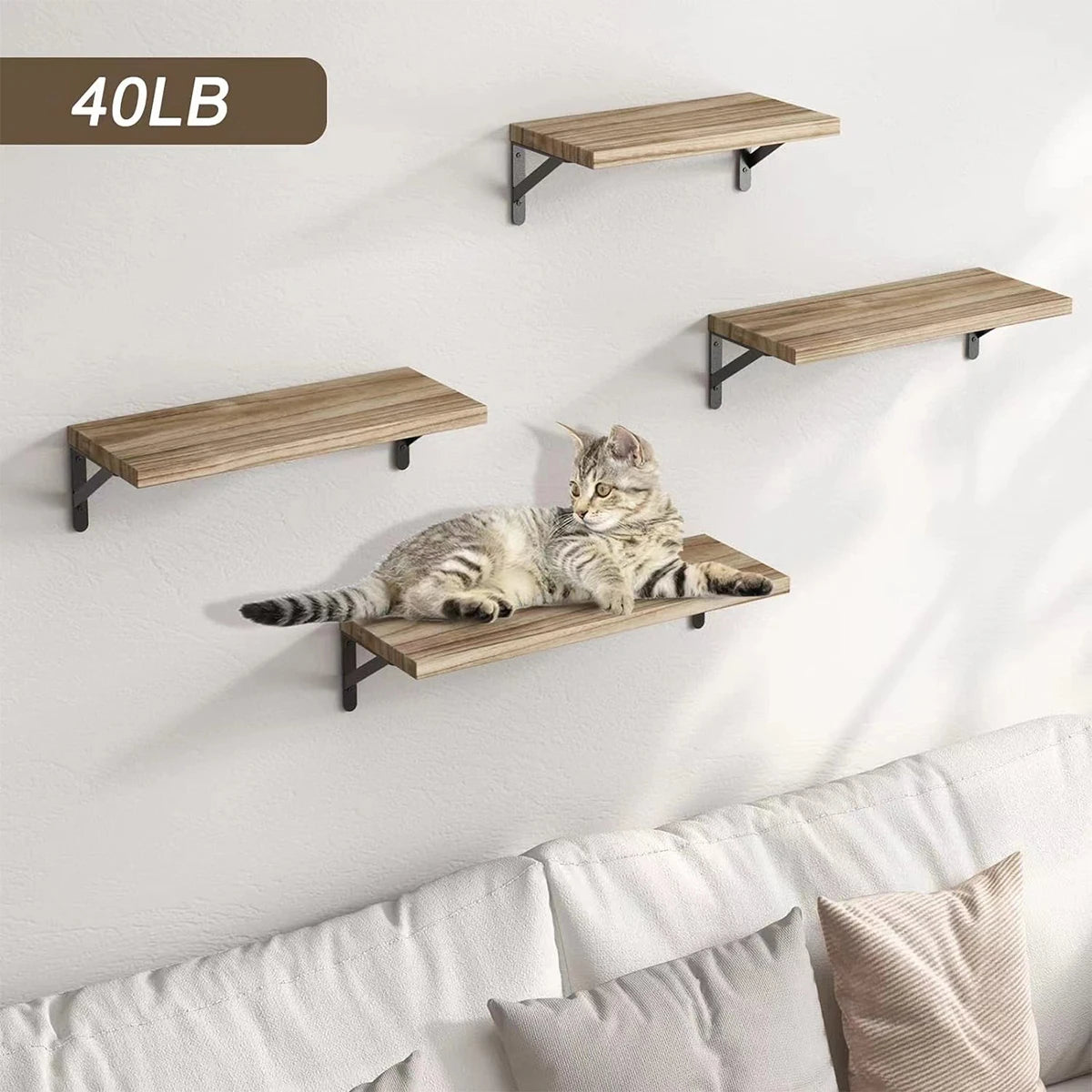 Floating Wall Shelves | Wooden Mounted Display Shelf White & Walnut