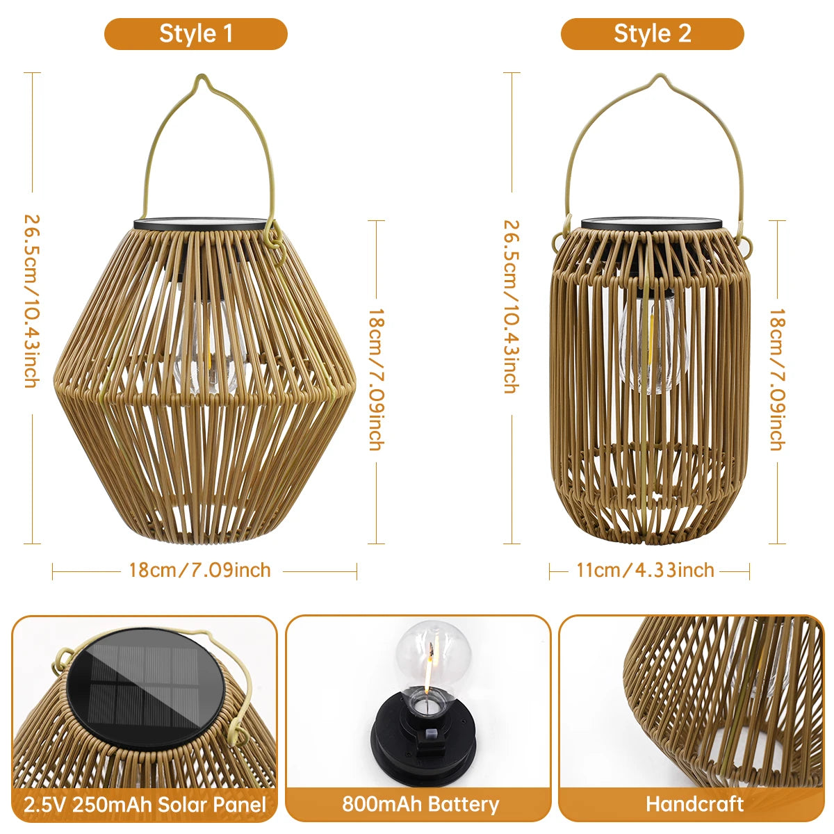 Solar rattan lantern patio yard decor daytime view