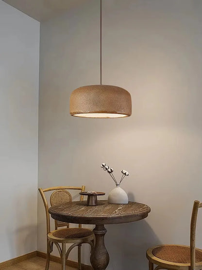 E27 pendant lamp organic textured shade close-up