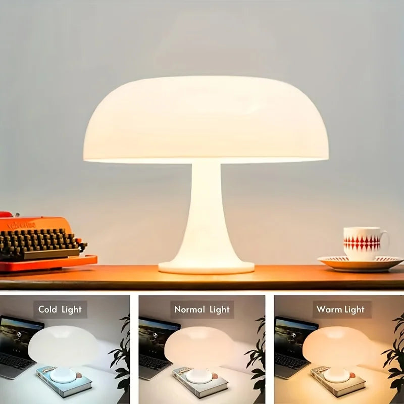 Retro Mushroom Table Lamp | Dimmable Tri-Colour LED Bedside Light