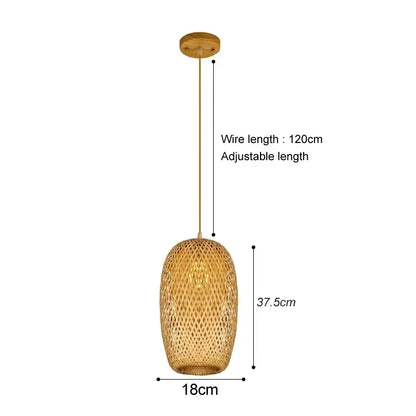 Tall bamboo lantern pendant light dimensions, 18cm wide by 37.5cm high