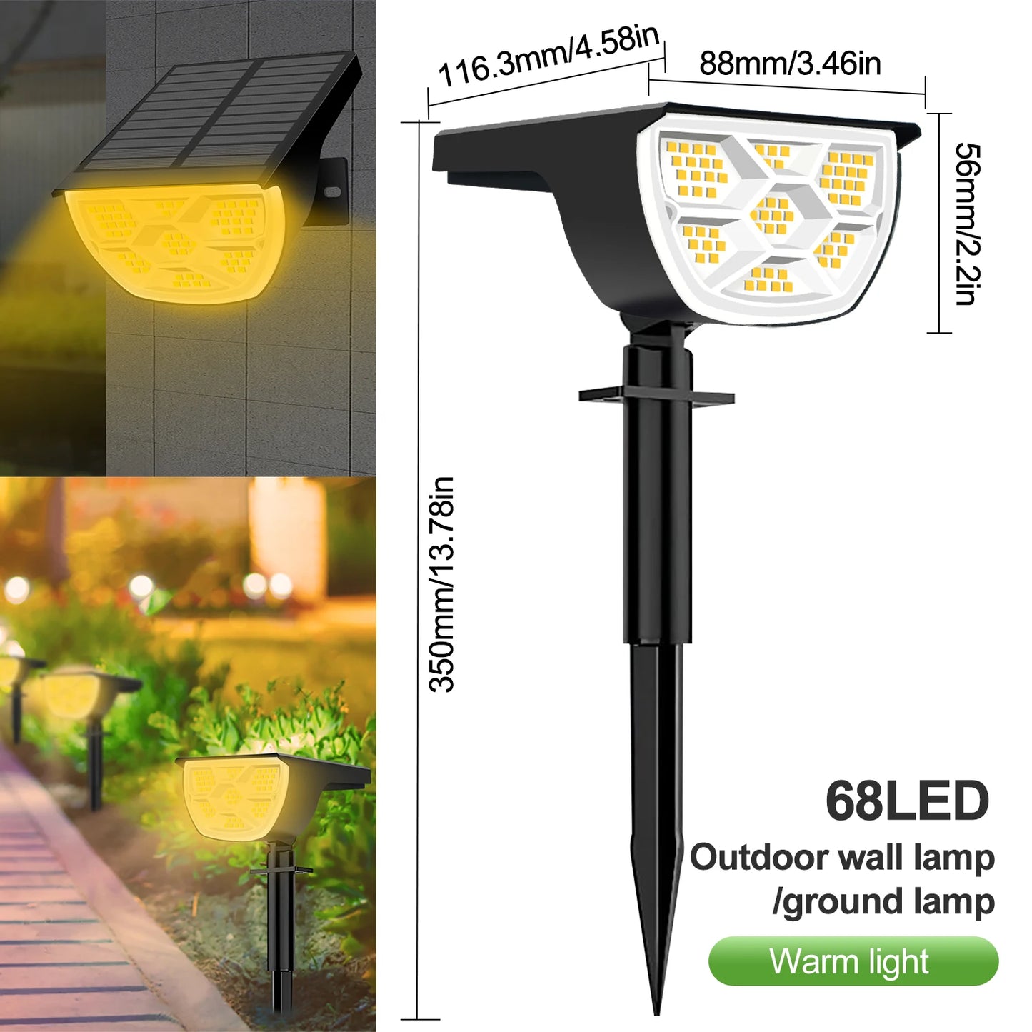 Garden spotlight solar charging in daylight