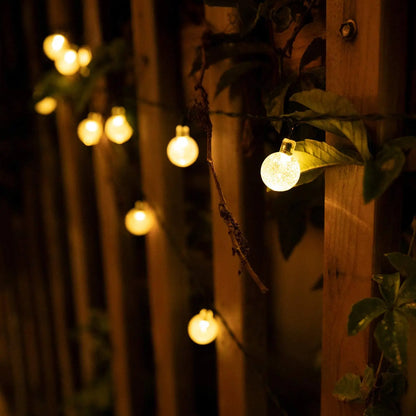 Solar festoon crystal lights Christmas patio decor