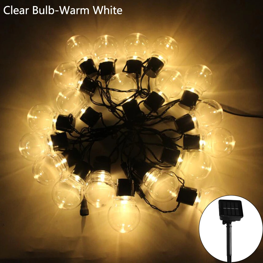 Solar panel charging unit for globe string lights