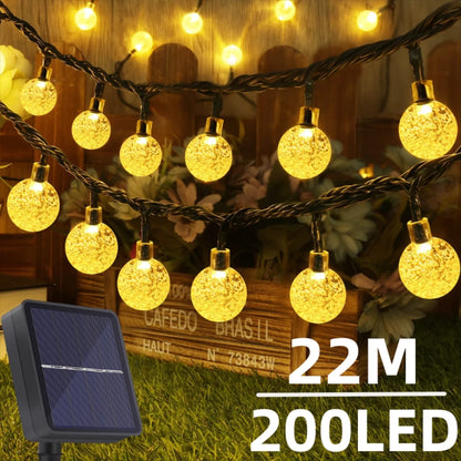 Solar string lights outdoor LED crystal globe fairy lights