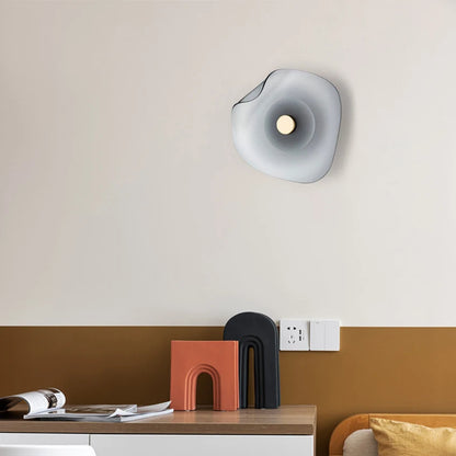 Glass Wall Light | Nordic Round Wall Lamp for Bedroom, Bedside, Hallway & Bathroom Mirror | Cognac or Grey Glass Sconce, Ø25cm