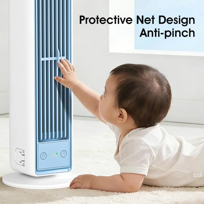 Bladeless Tower Fan | Rechargeable Portable Cooling Fan with Remote, 5 Speeds & Quiet Oscillation