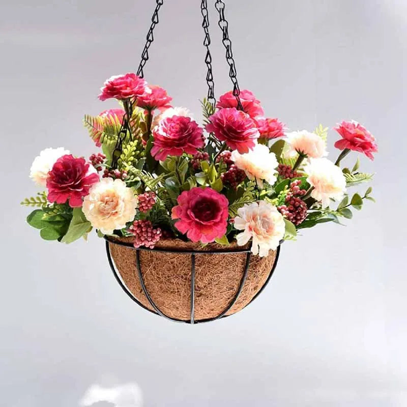Flower pot hanging basket chain and hook assembly