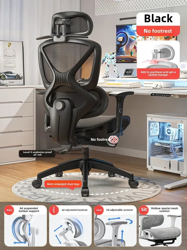 Ergonomic reclining office chair fully reclined footrest extended