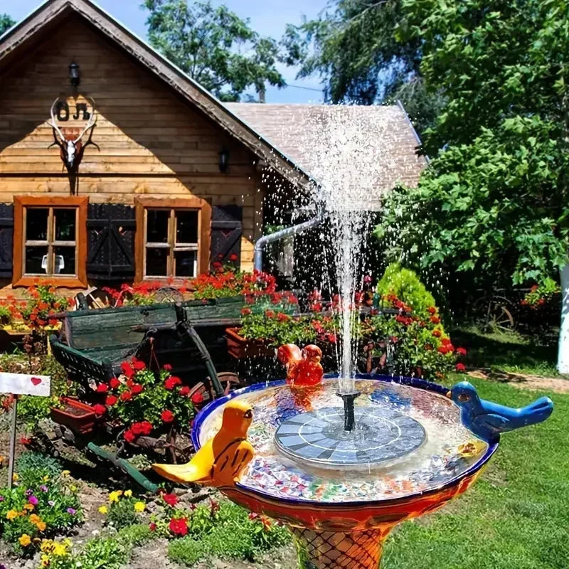 Solar panel detail on floating fountain pump