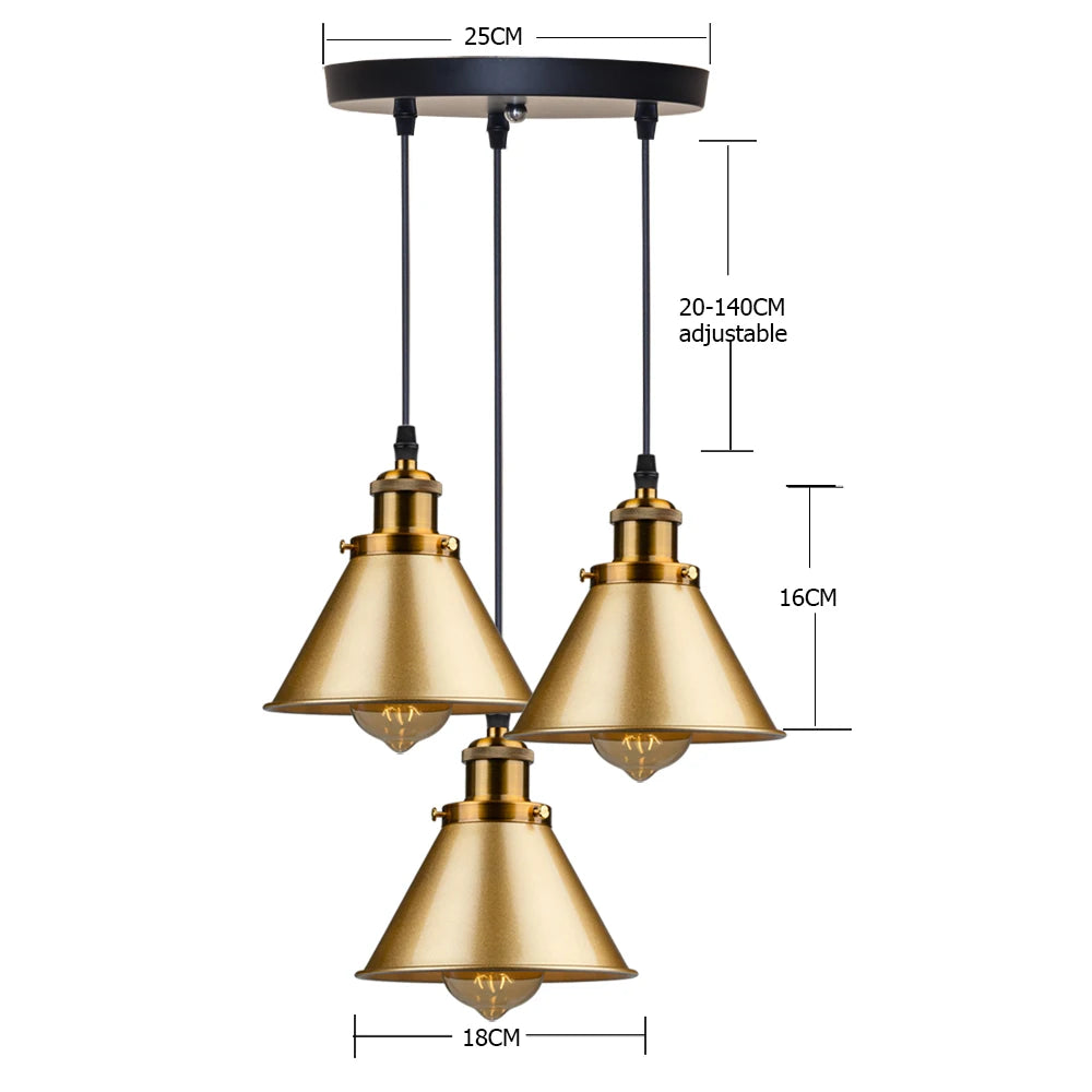 Loft | Industrial Retro Pendant Light – Single & 3-Light Cluster, E27