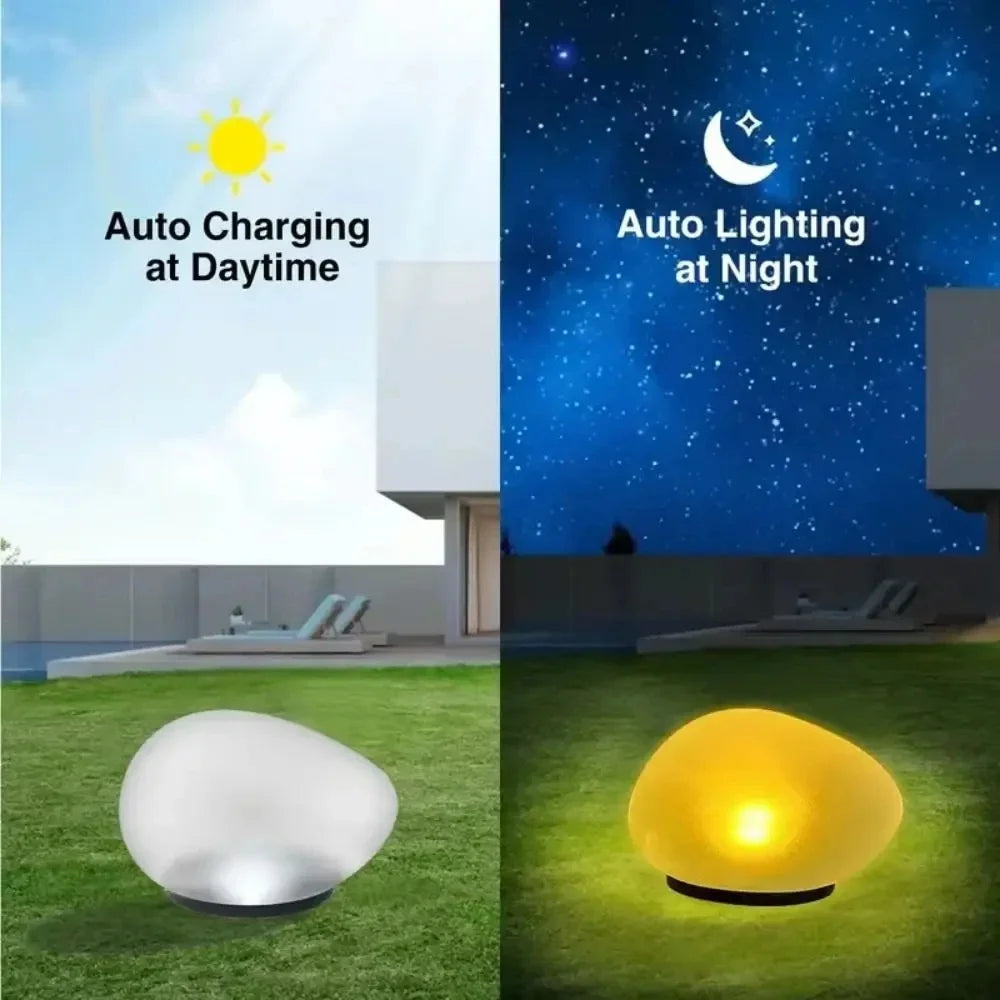 Solar Pebble Ground Light | Frosted Portable Garden Lantern