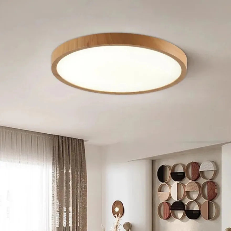 Wood grain LED lamp 40cm size warm white glow