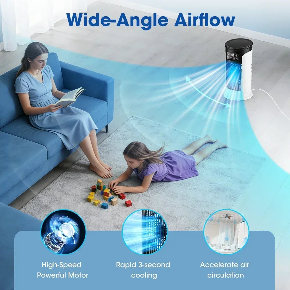 Portable Air Cooler Fan | USB Desktop Misting Humidifier with 6 Speeds, Timer & LED Night Light