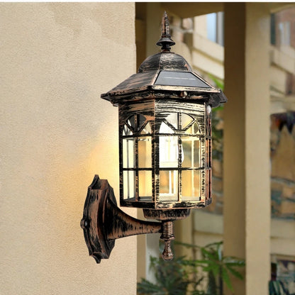 Vintage Solar Wall Lantern | Retro Outdoor Garden Light in Brass or Black