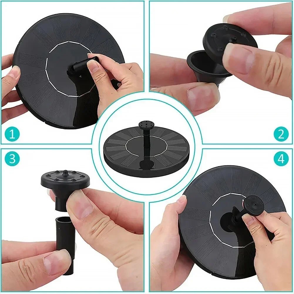 Floating solar fountain 8 nozzle spray patterns