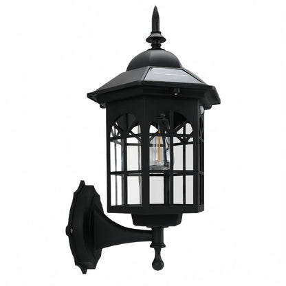 Vintage Solar Wall Lantern | Retro Outdoor Garden Light in Brass or Black