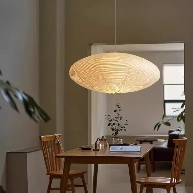 Paper Lantern Pendant Light | Japanese Wabi Sabi UFO Ceiling Lamp for Dining Room, Bedroom & Living Room | Rice Paper Shade E27, 50cm or 60cm