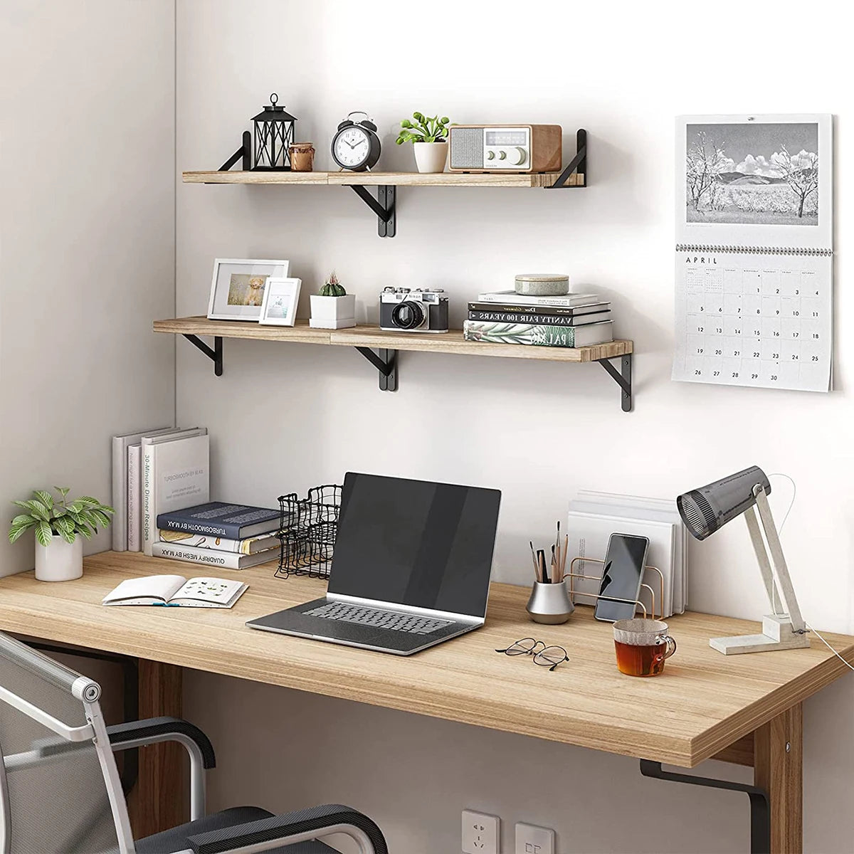 Floating Wall Shelves | Wooden Mounted Display Shelf White & Walnut