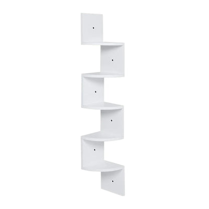 Corner Wall Shelf | Zigzag Floating Bookshelf 5-Tier Wood