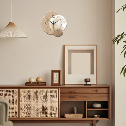 Silent Wall Clock | Moon Design Wooden Frame for Living Room