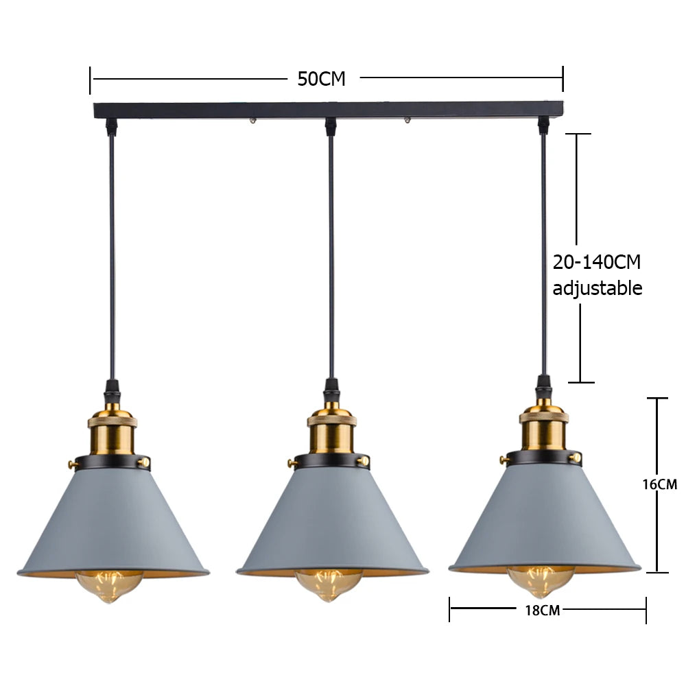 Loft | Industrial Retro Pendant Light – Single & 3-Light Cluster, E27