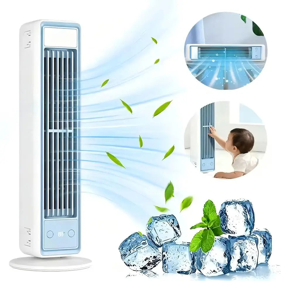 Bladeless Tower Fan | Rechargeable Portable Cooling Fan with Remote, 5 Speeds & Quiet Oscillation