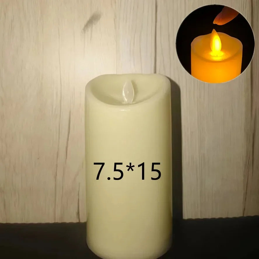 Flameless Candles | Set of 10 LED Flickering Pillar Candles for Christmas, Weddings, Centrepieces & Fireplaces | Battery Operated, Warm White