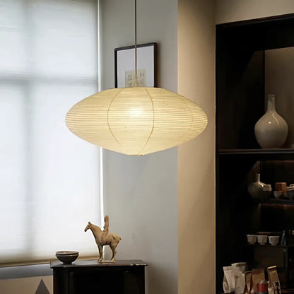 Paper Lantern Pendant Light | Japanese Wabi Sabi UFO Ceiling Lamp for Dining Room, Bedroom & Living Room | Rice Paper Shade E27, 50cm or 60cm