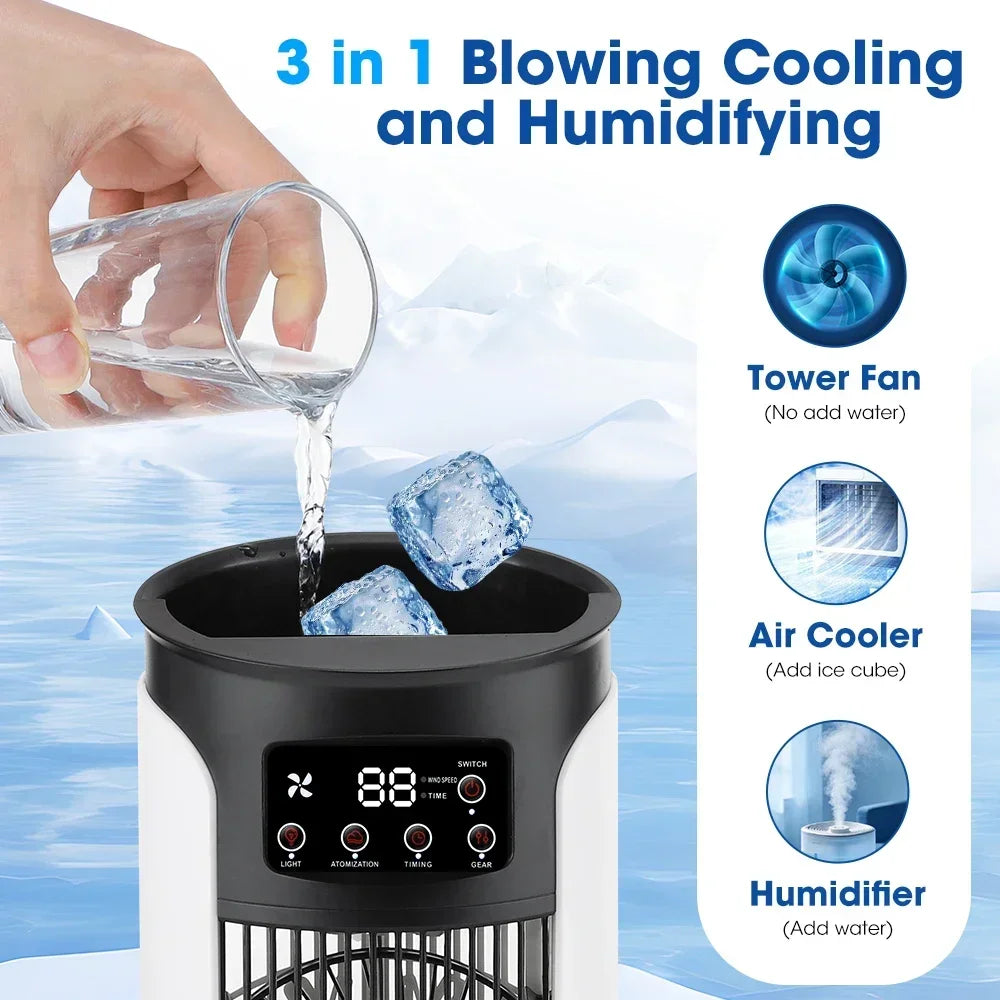 Portable Air Cooler Fan | USB Desktop Misting Humidifier with 6 Speeds, Timer & LED Night Light
