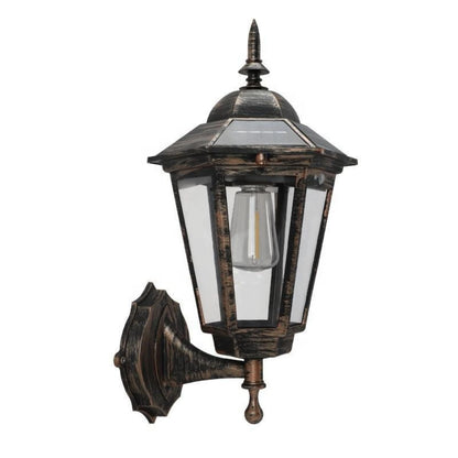 Vintage Solar Wall Lantern | Retro Outdoor Garden Light in Brass or Black