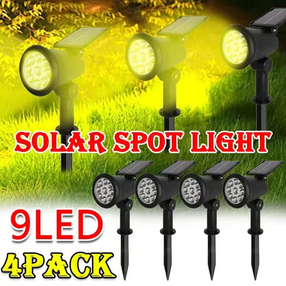 Solar Garden Spotlights | Adjustable 9-LED Outdoor Landscape Lights, 1–4 Pack