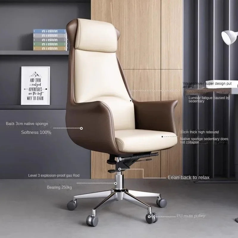 PU leather office chair adjustable height side profile