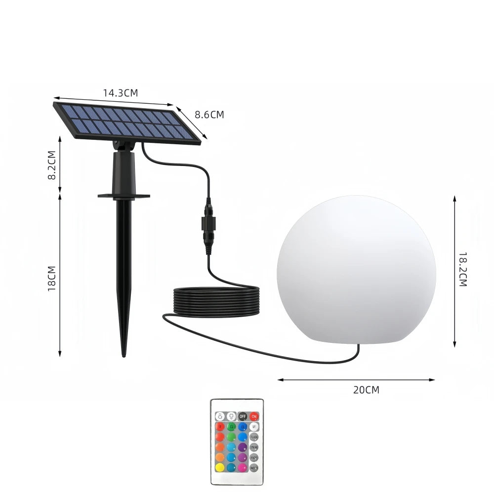 Solar Glow Globe Light | Colour-Changing Outdoor Garden Ball with Remote