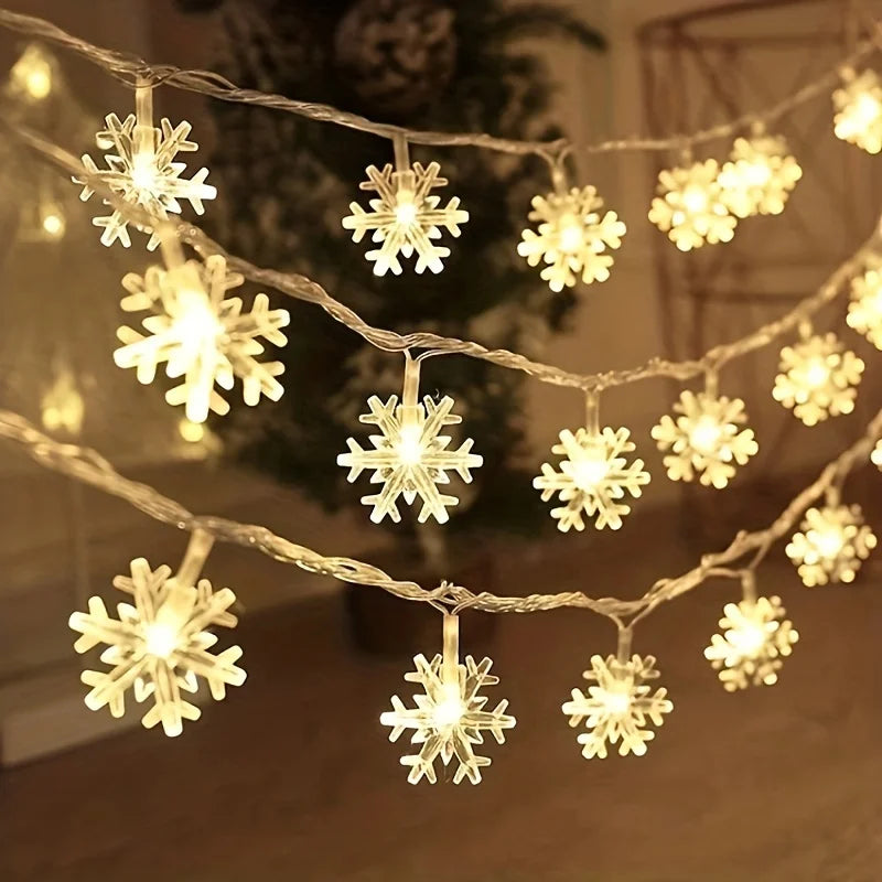Christmas Window Lights | 3m LED Snowflake Curtain Lights for Bedroom, Party & Festive Decor | Indoor Fairy String Lights, Warm White or Colour